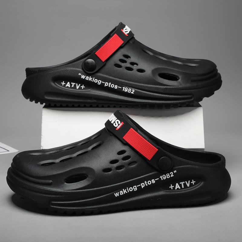 Модные летние мужские шлепанцы Модные шлепанцы на толстой подошве с отверстиями EVA Шлепанцы Противоскользящие уличные водные туфли Пляжные женские садовые клоги