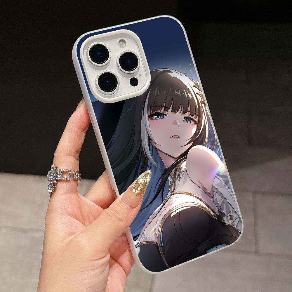 Чехол для телефона Wuthering Waves Baizhi для iPhone 17 16 15 14 13 12 11 Air Pro Max Plus, Желейный, Двухслойный, Белый