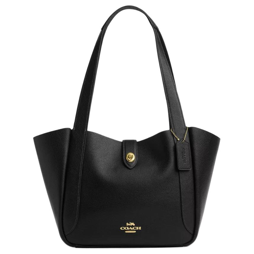 Coach Женская сумка-тоут Hadley 28 с логотипом-застежкой-замком, двусторонняя, из кожи, Черная CAL17-IMBLK