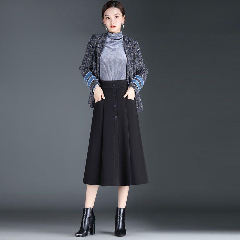 Шерстяная юбка миди А-силуэта плиссе для женщин - Коллекция весна, осень, зима 2025