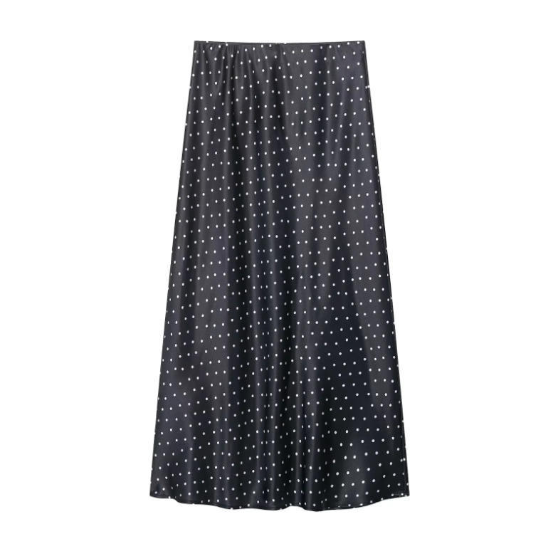 D Satin Midi Skirt With Wrinklefree Fabric For Casual Streetwear Women