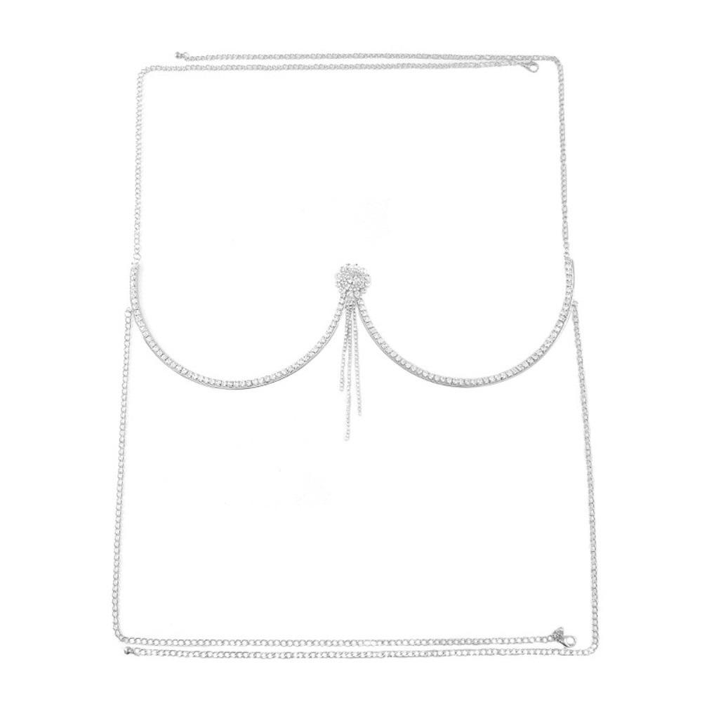 Кисточка Бюстгальтер Нагрудная Цепочка Цветок Цепочка на Грудь Панк Поддержка Груди Цепочка для Тела Платье с Низким Вырезом