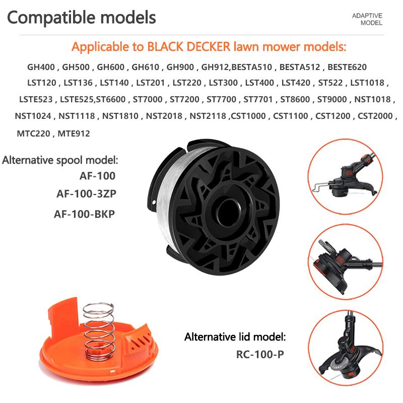 Крышка шпули триммера Пружина Для Black Decker Af-100-3Zp Шпуля Беспроводной Триммер для травы Лезвие Кусторез Аксессуары для газонокосилки Деталь