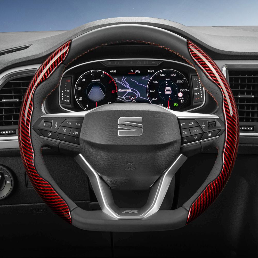 zkfan8 Suitable for Seat Carbon Fiber Texture Steering Wheel Cover with Segmented Quick-Release Design, Durable, for Models Such as Ibiza, Arona, Leon