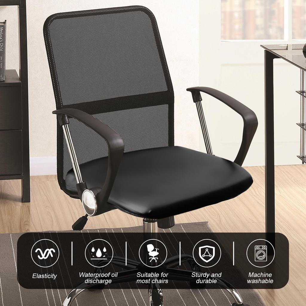 Office Desk Chair Seat Covers Waterproof Oil-Proof PU Leather High Chair Cover Stretch Computer Chair Slipcovers