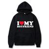 Мужские комплекты с длинными рукавами для пар I Love My Boyfriend Hoodies Sweatparsons Suits Женские толстовки с капюшоном и спортивные штаны Lover Sets