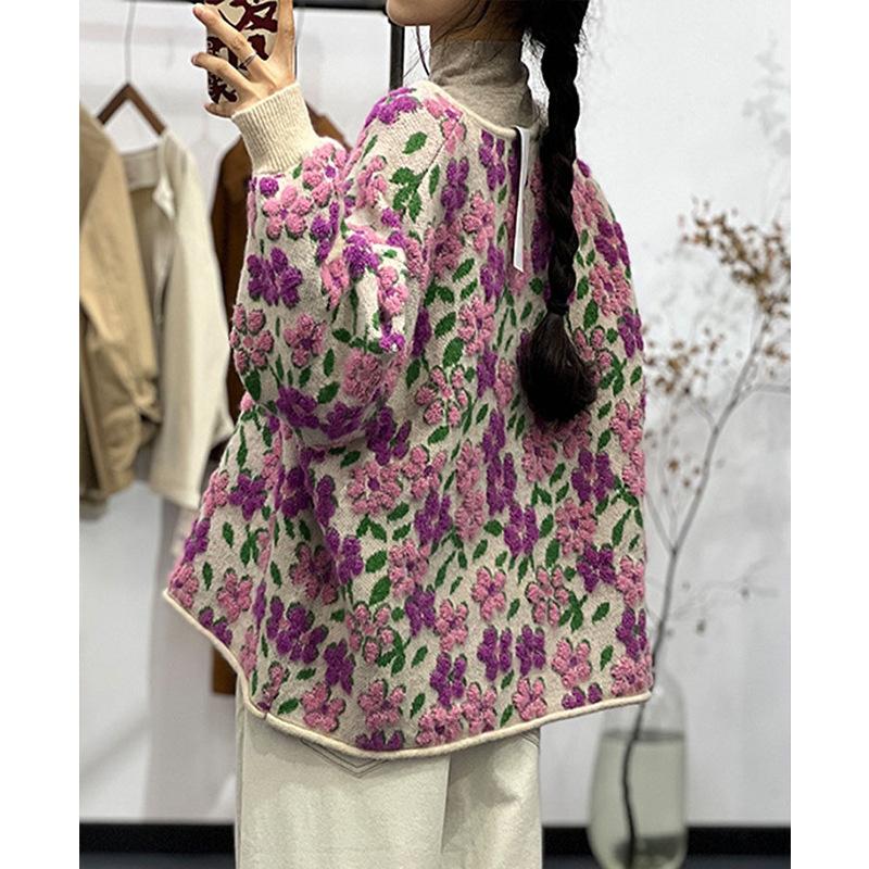 Mori Girl Sweet Heavy Jacquard Sweater Jacket Women's Spring Loose Plus Size Lazy Wind Knitted Cardigan