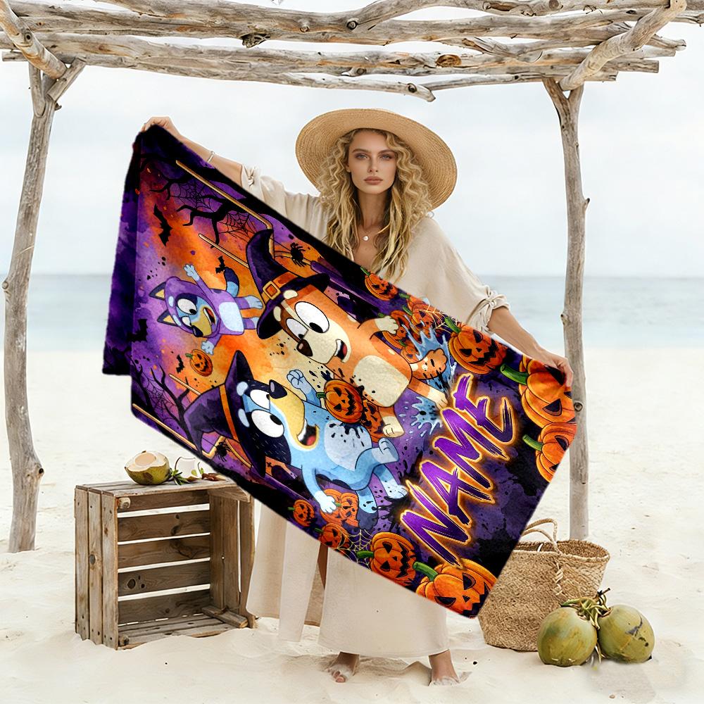 Happy Holiday Celebration Customize Text Beach Towel Super Soft & Absorbent Suitable for Sports Travel Swimming Yoga Bathroom Beach And Pool