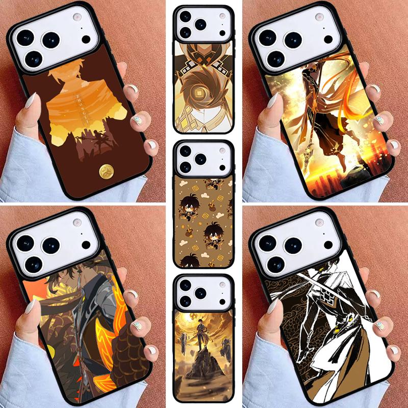 Zhongli Genshin Impact soft Phone Case for iPhone 17ProMax 12 13 14 15 16e 17 Pro Max Plus Air Cover