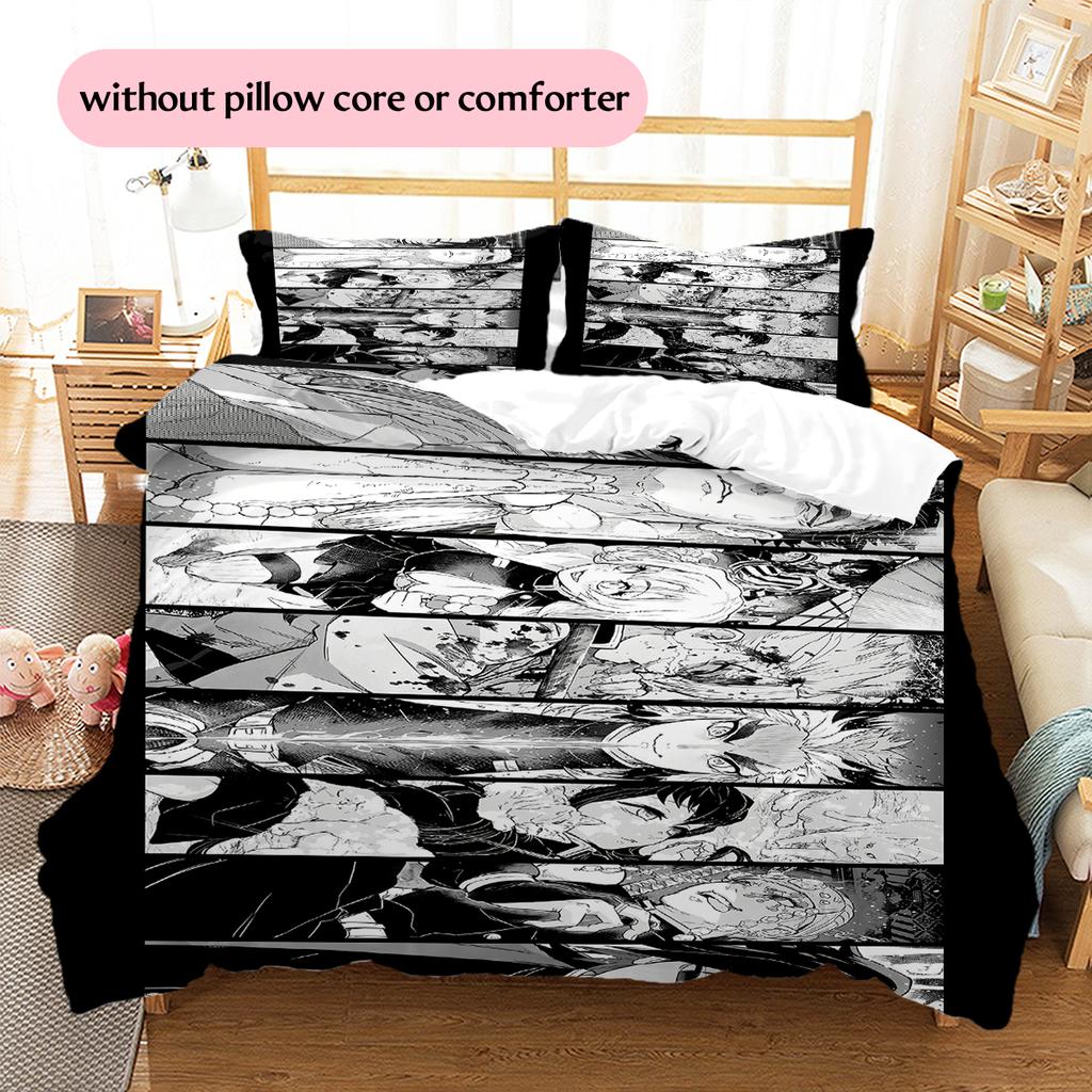 Demon Slayer Dark Style Bedding Set Duvet Cover Pillowcase No Filler, Soft Home Bedroom Decor, Perfect Gift for Fans.chl