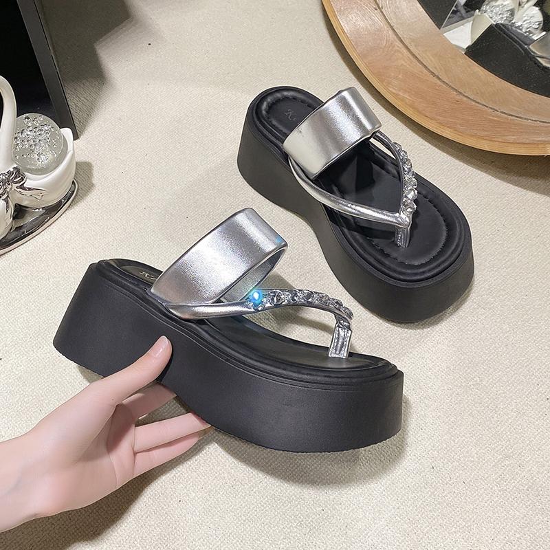 Летние женские туфли на толстом каблуке с застежкой-клипсой, модные элегантные туфли на платформе, босоножки-гладиаторы, пляжные шлепанцы