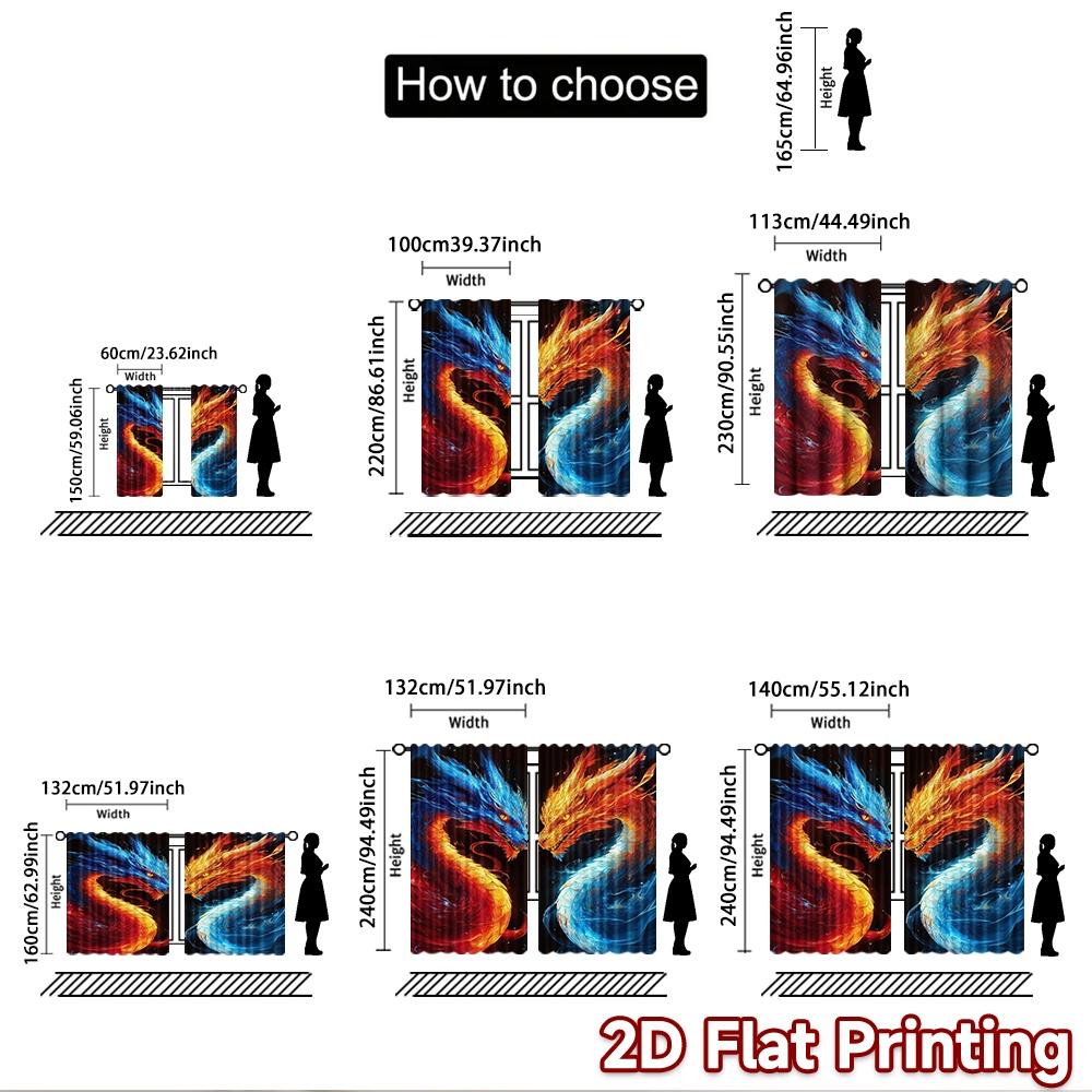 1pc 2D flat Photography Backdrop Background cloth Fiery Blue Dragons 100% Polyester Birthday Party Perfect for New Year