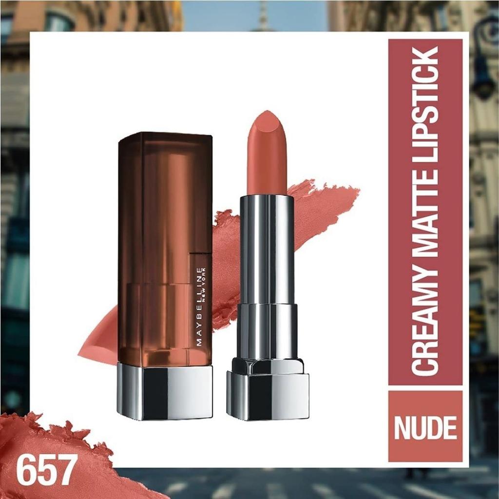 Maybelline Матовая помада New York Насыщенный цвет 657 Nude Nuance Увлажняющая кремовая помада 3,9 г