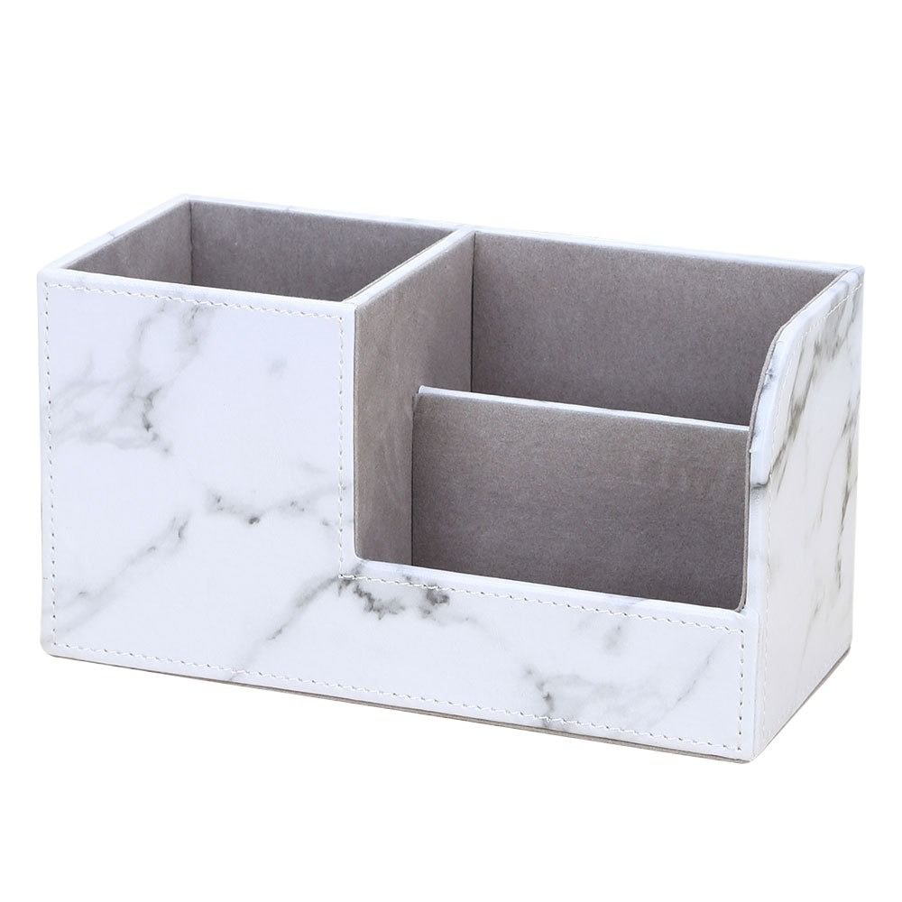Multi-functional PU Leather Desk Organizer Simple Desktop Stationery Storage Box Living Room
