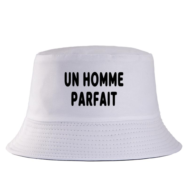 Un Homme Parfait Letter Print Bucket Hat for Unisex Women Summer Cotton Sun Panama Cap Creative Gift FisherUnisex Hats Colors