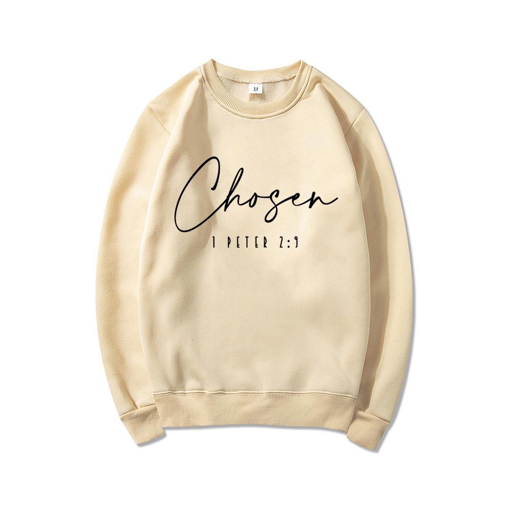 Избран 1 Петра 2:9 Толстовка Christian Apparel Женская Длинный Рукав Круглый Вырез Толстовки Религиозная Одежда Повседневная Толстовка С Капюшоном