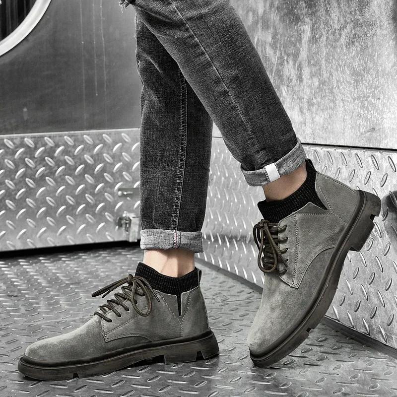 Брендовые мужские ботинки из натуральной кожи, повседневные нескользящие уличные ботинки, роскошные мотоциклетные ботинки, дышащие мужские прогулочные туфли для вождения