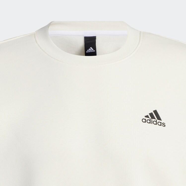 adidas Свитшот с круглым вырезом и принтом логотипа, флисовый, унисекс, белый IB2713