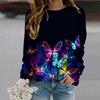 Fall Autumn Women'S Fashion O Neck Long Sleeve T-Shirt Loose Clothes Butterfly Light Bulb Print T Shirt For Girls Street