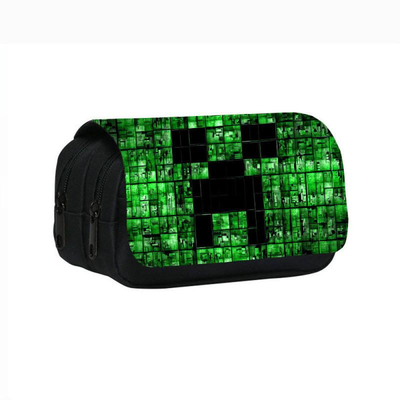 Minecraft Game Character Patterns Students Double Layered Stationery Storage Bag For School Use
