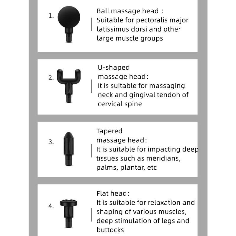 Мини-массажный пистолет BOLU 4-в-1, 6-скоростной фитнес-релаксационный массажер для мышц тела, плеч, спины