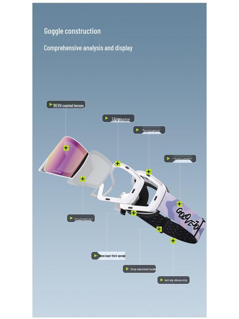 Men's Magnetic Double-Layer Anti-Fog Windproof Ski and Snow Goggles TYJ08