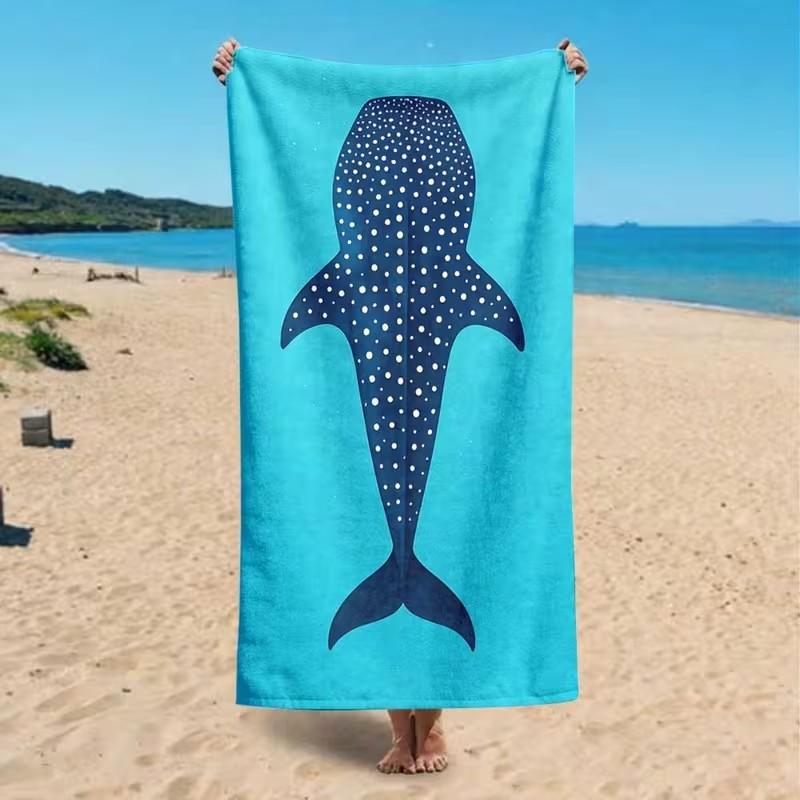 Whale Shark Print Microfiber Beach Towel Teal Ocean Animal Design Quick Dry Towel for Beach Lovers