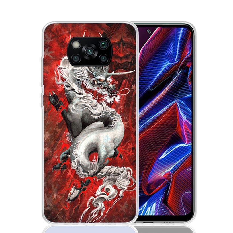 Asian Dragons Animal Tattoo Case Phone Cover for Xiaomi Redmi Note 10 9 9S 8 8T 7 5 Pro Mi 12T 11T 10T 9T 12 11 Lite A3 A2 Trend