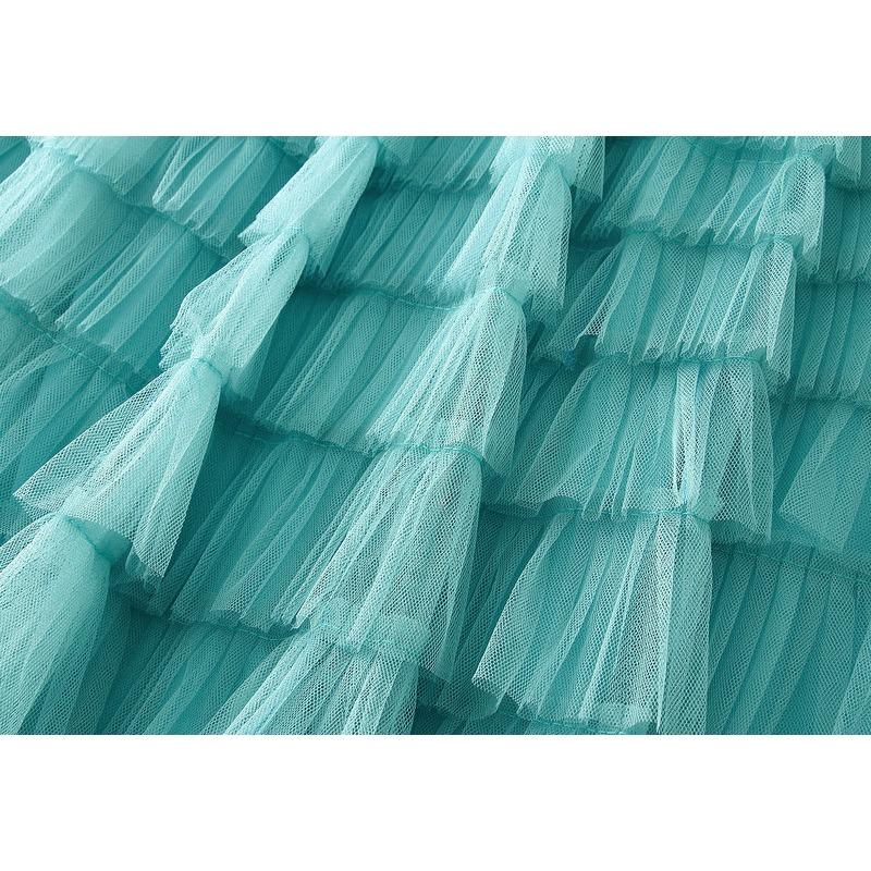 Spring and Autumn Women's Mesh Cake Halter Skirt Women's Skirt Fairy Saree Pleated Long Skirt