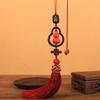 Chinese Red Cinnabar Gourd Car Pendant: Men's Blessing and Peace Charm, Compact and View-Friendly.
