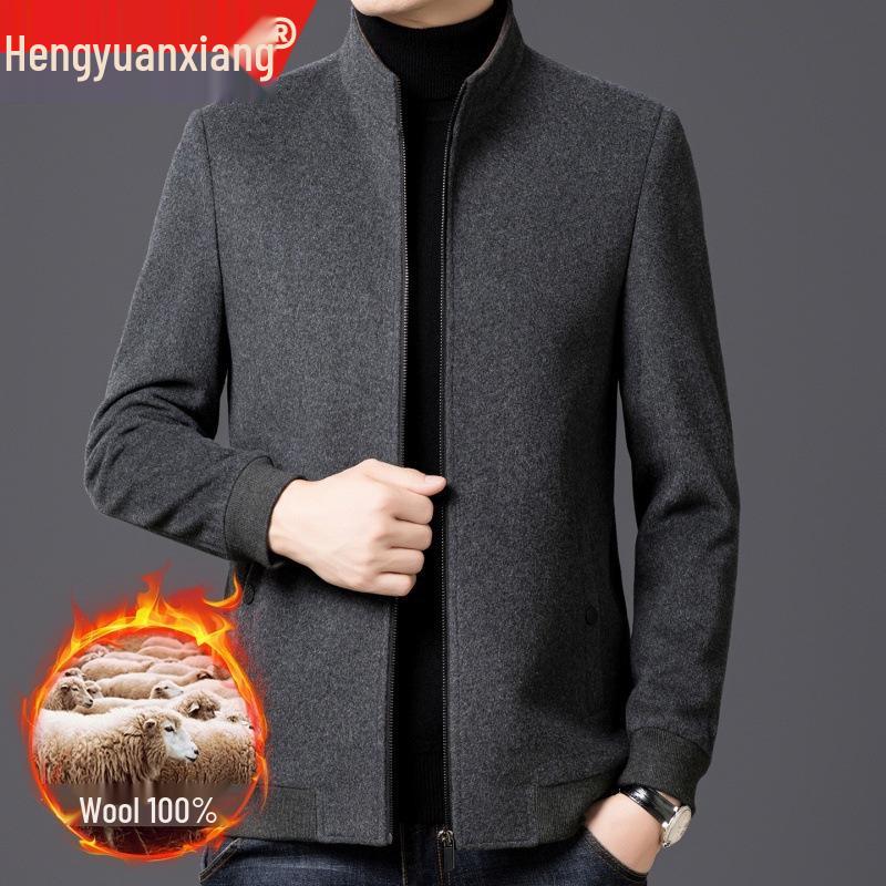 Мужское двустороннее короткое пальто Hengyuanxiang 100% шерсть - Коллекция Осень/Зима 2025