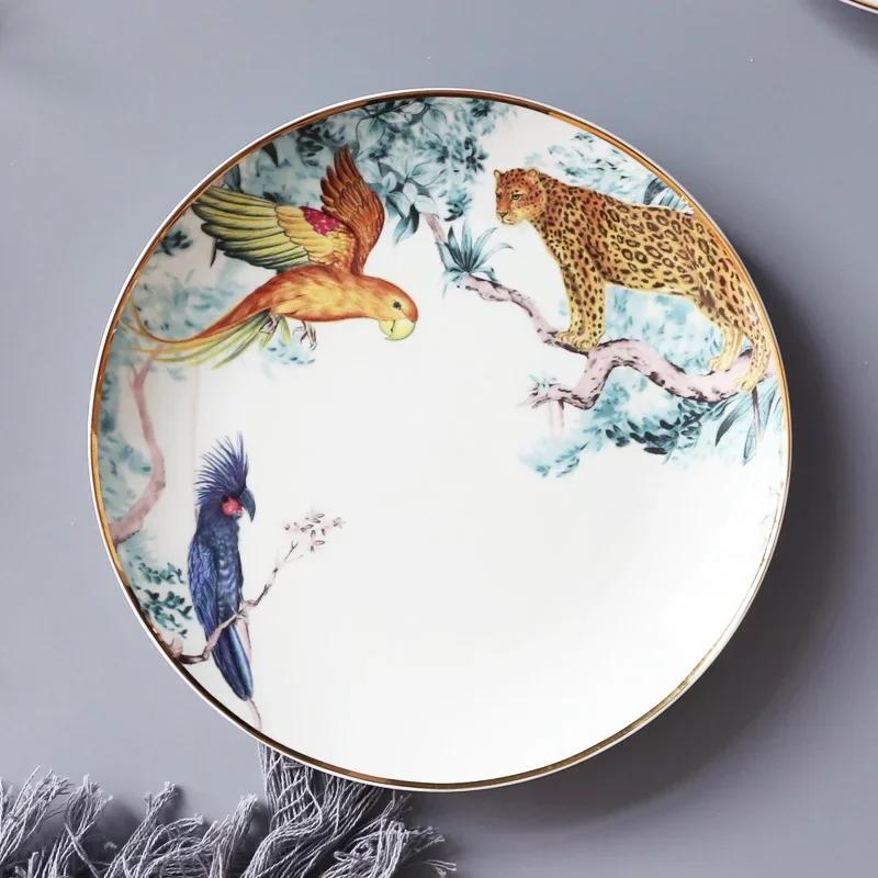 Nordic Ins Wind Ceramic Plates Dishes Bone China Animal Dessert Fruit Snack Plate Home Dinnerware Decoration