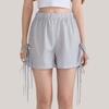 Women's Loose Casual High Waisted Bow Elastic Waisted Checkered Shorts Casual Shortss