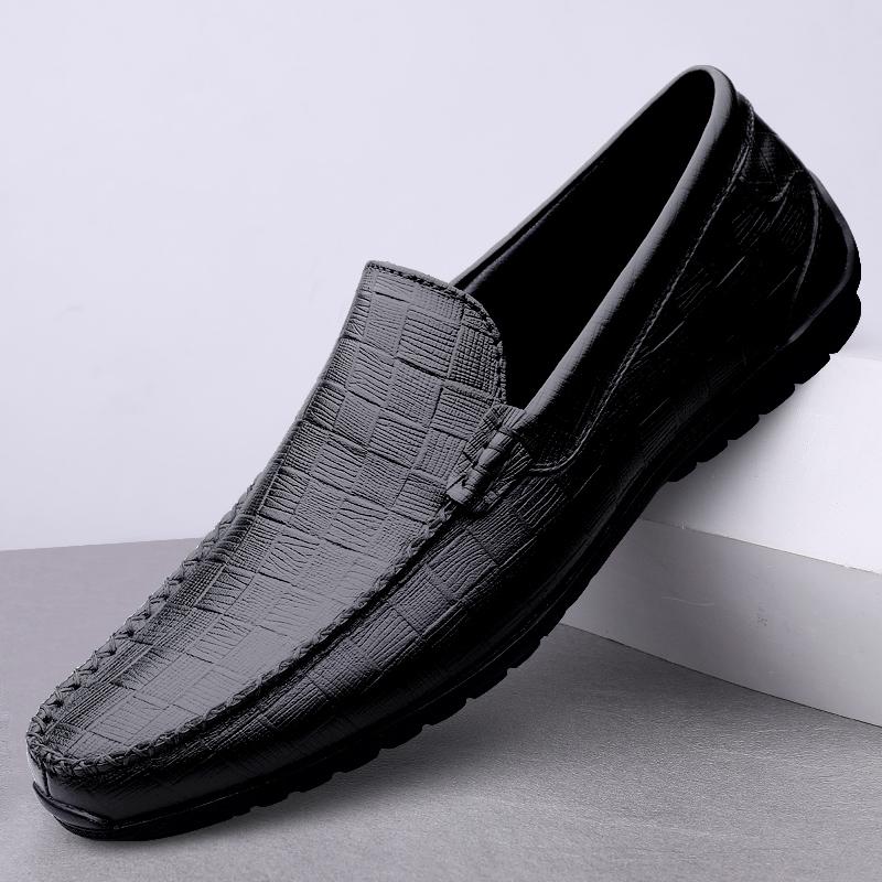 Fashion Luxury Brand Mens Comfortable Cowhide Soft Soled Bean Shoes Fashionable Outdoor Men Breathable and Non Slip Casual Driving Shoes