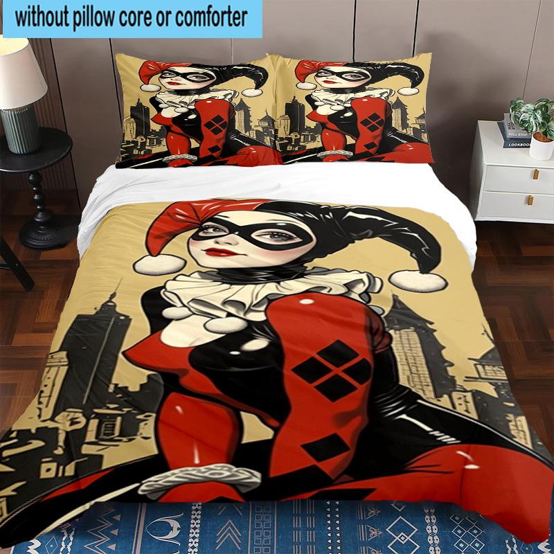 3PCS Dark Gothic clown Beauty 3pcs Bedding,Including 3PCS Duvet Cover And 2pcs Pillowcases Perfect for Christmas,Ideal for Bedroom, Dormitory