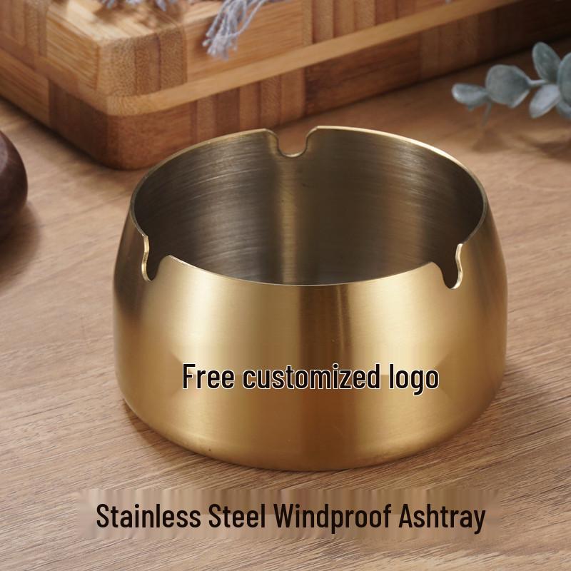 Stainless Steel Windproof Ashtray: Large, Creative Design for Home, Restaurant, and Cafe