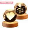 Подарок на День святого Валентина 2025 3D Роза Хрустальный шар Лазерная гравировка Домашнее украшение Поделки Настольный декор Подарок на день рождения День матери