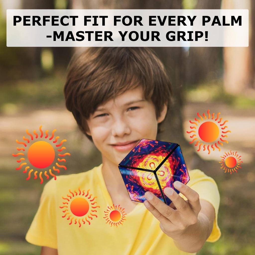 Запатентованный кубик-фигурка SHASHIBO Shape Shift Box с 36 редкоземельными магнитами, трансформирующийся в более чем 70 форм (Голограмма Солнечная)