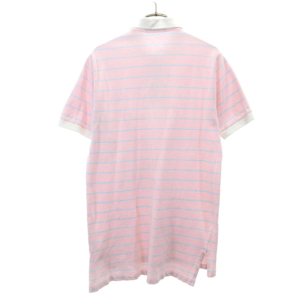 Поло от Ralph Lauren с узором в полоску, с коротким рукавом, M, розовое, цвет олененка, мужское, б/у