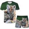 Tiger Animals 3D Print Kids Sets Fashion T-Shirts Beach Board Shorts Swimwear Tees Tops Harajuku Boys Girls Sportswear Suits