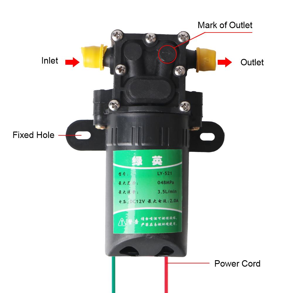 Micro High Pressure Diaphragm Water Spray Car Wash Sprayer Accessories Durable 3.5L/min Agricultural Electric Water Pump DC12V