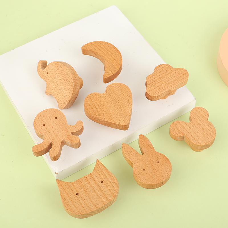 Милые облака, звезды, деревянные ручки для мебели, для шкафов и ящиков, дверные ручки, ручки для кухонных шкафов, деревянные дверные ручки