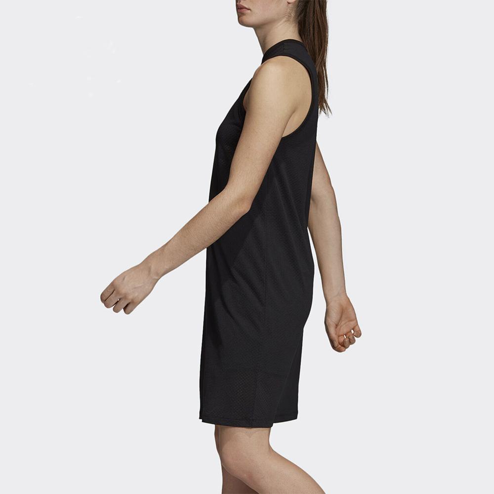 Adidas Узор логотипа спортивное повседневное дышащее платье без рукавов женские платья черного цвета DT7160