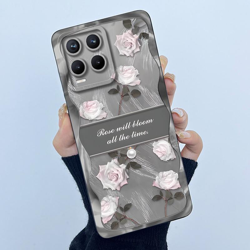 For Realme 8 Pro / Realme 8 4G 5G Phone Case Simplicity Flower Liquid Silicone Cover Realme8 8Pro RMX3085 RMX3081 RMX3241 Fundas