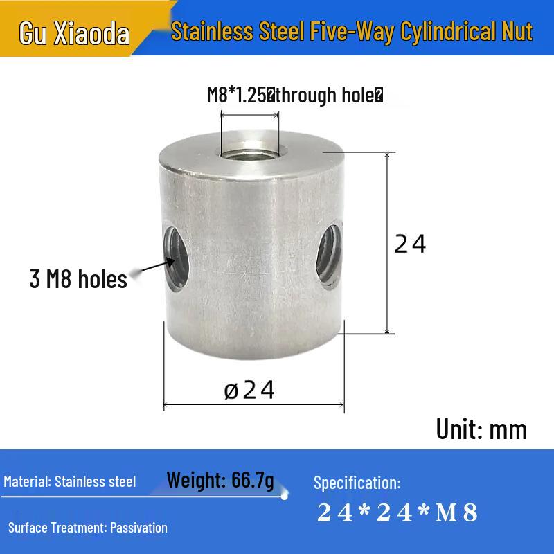 Многоходовая цилиндрическая гайка из алюминиевого сплава для соединения складного уличного стула и потолка палатки