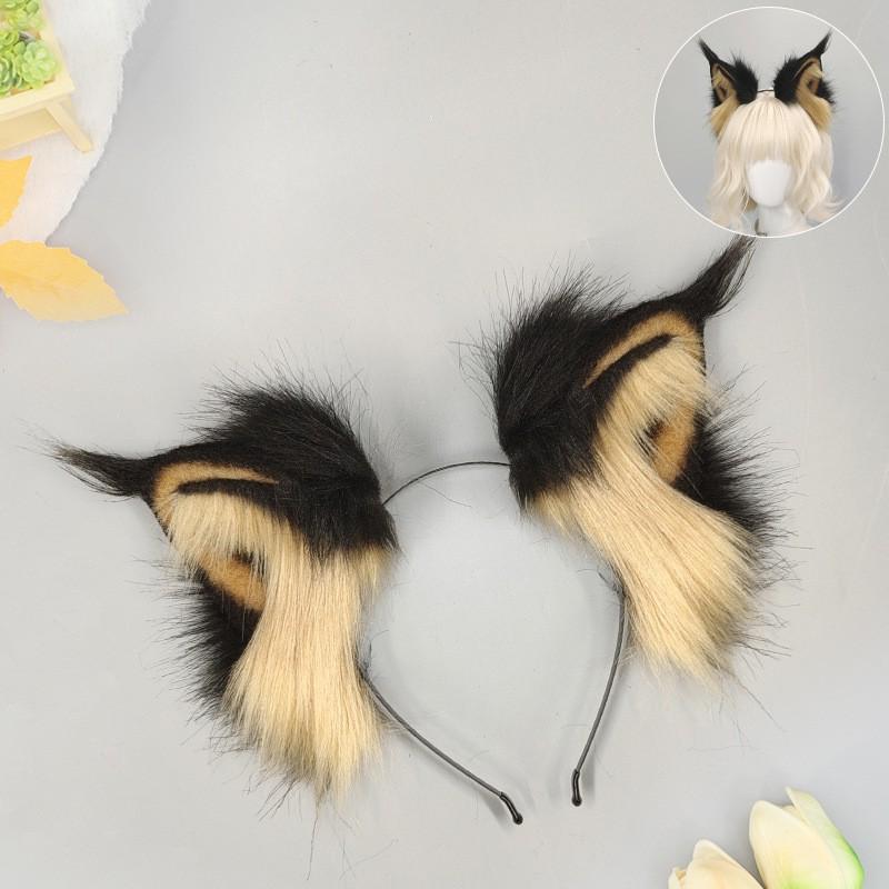 Fluffy Animal Ear Headband Cosplay Anime Convention - Fox Wolf Lynx Ears In Soft Plush Adjustable One Size