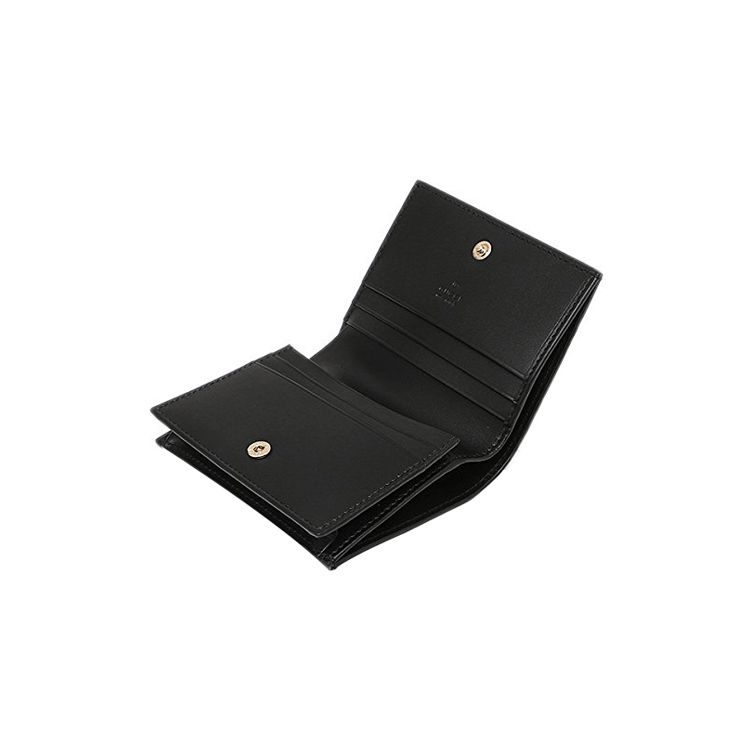 Gucci Signature Embossed Logo Short Flap Leather Card Holder Wallet Women wallet Black 406924-CWC1G-1000