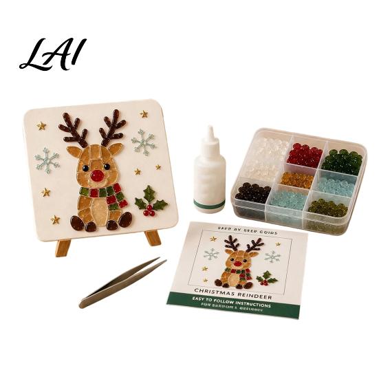 Weekend DIY Project Christmas Mosaic Art Kit Faux Sea Glass Craft Santa Relaxing Activity Claus Snowman Crafting Kit for Adults Beginners
