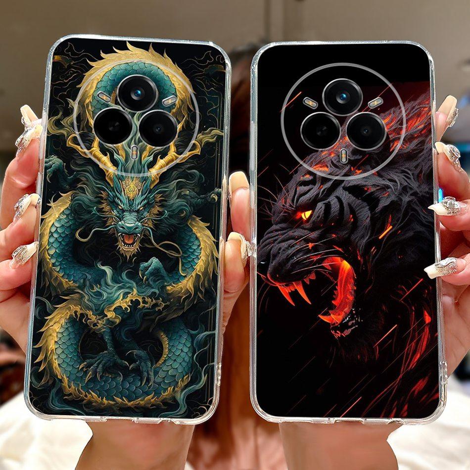 Для Realme 14 Pro 14Pro+ Элегантный чехол для телефона с цветочным принтом и кошкой Для Realme 14 Pro Plus 14Pro 5G Мягкие силиконовые ТПУ чехлы