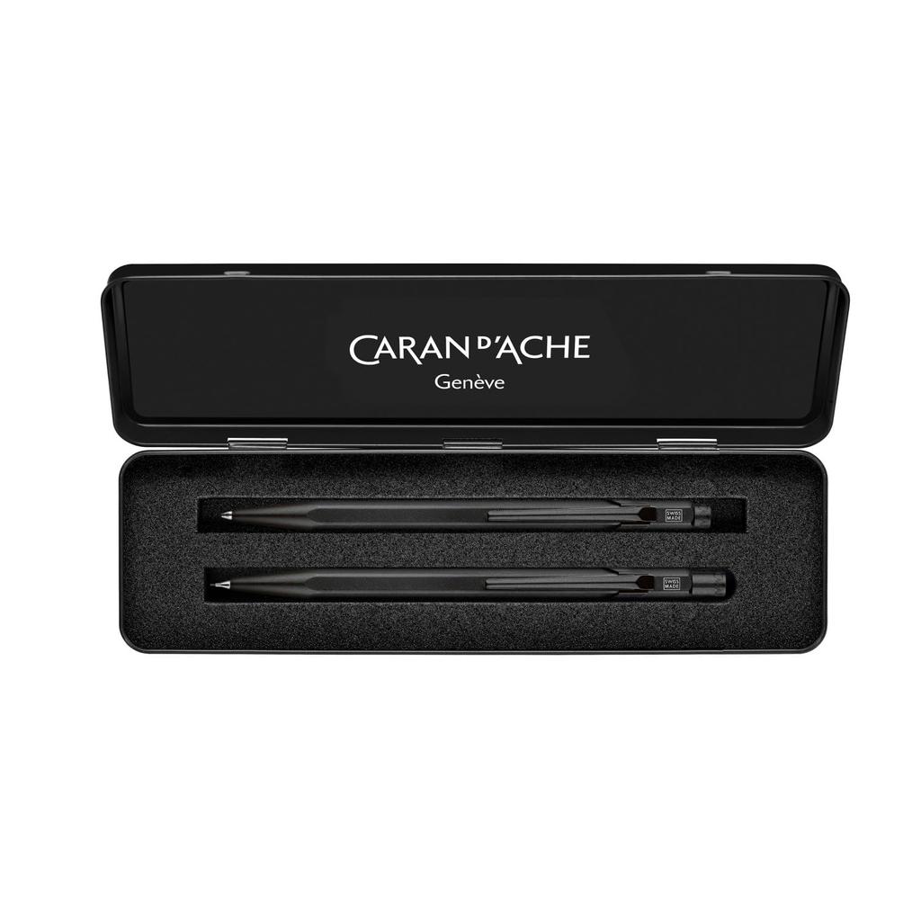 CARAN Подарочный набор 849 Black Edition Шариковая ручка Механический карандаш Лимитированная серия Официальный импорт D'ACHE NF8490-496 Масляная основа + 0,5 мм